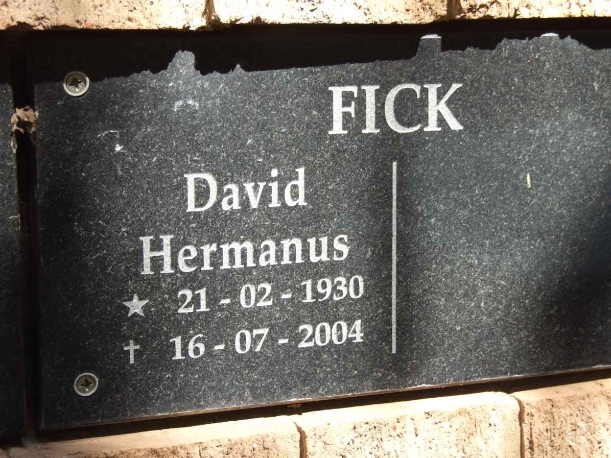 FICK David Hermanus 1930-2004