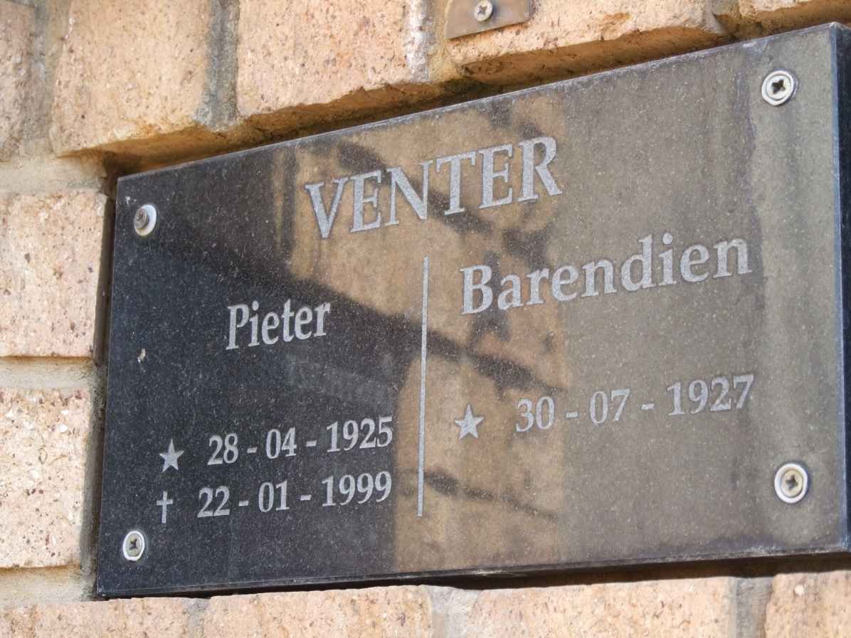 VENTER Pieter 1925-1999 &amp; Barendien 1927-