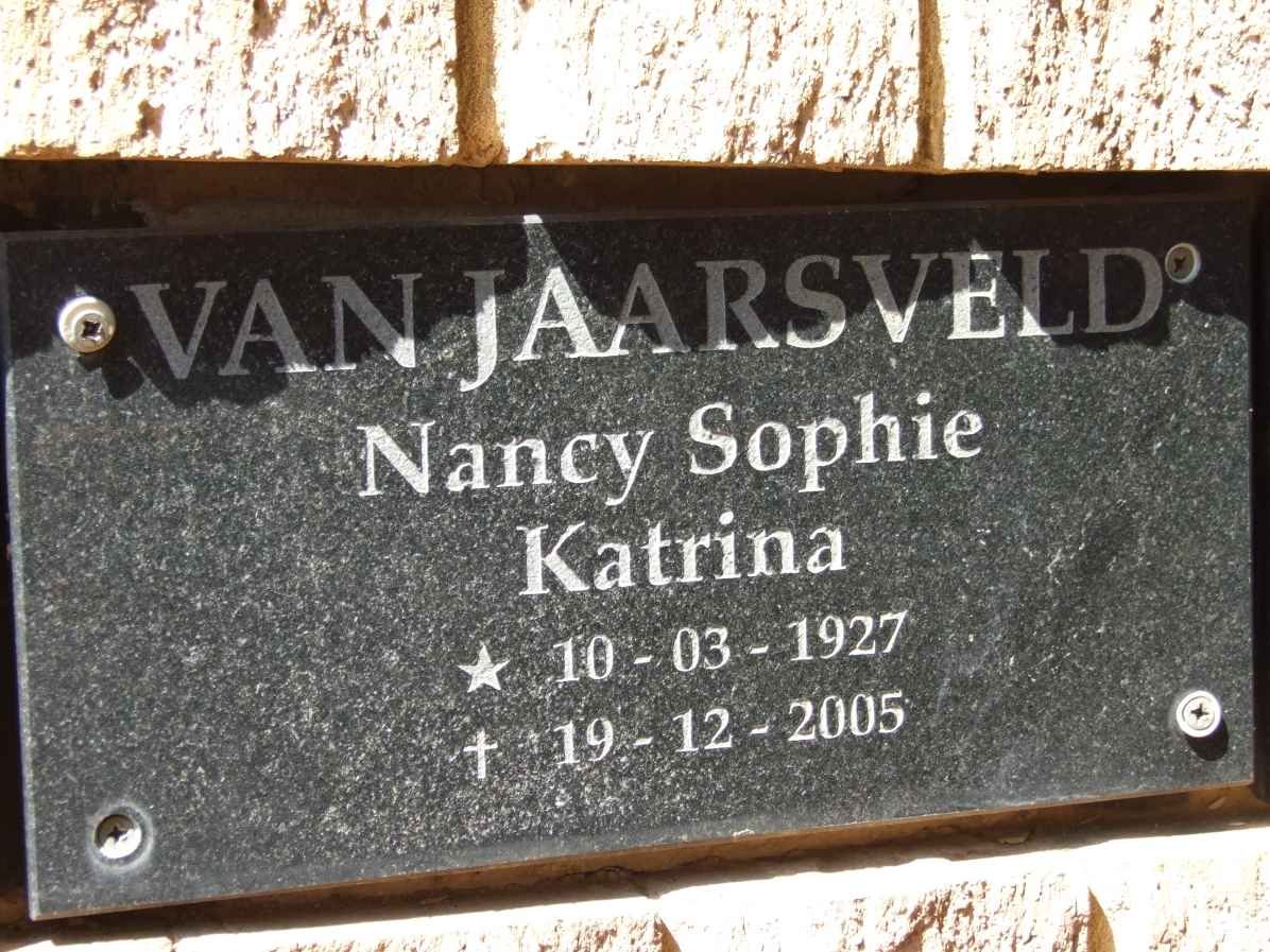 JAARSVELD Nancy Sophie Katrina, van 1927-2005
