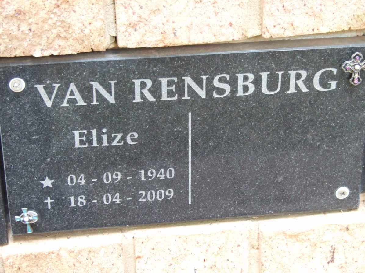 RENSBURG Eliza, van 1940-2009