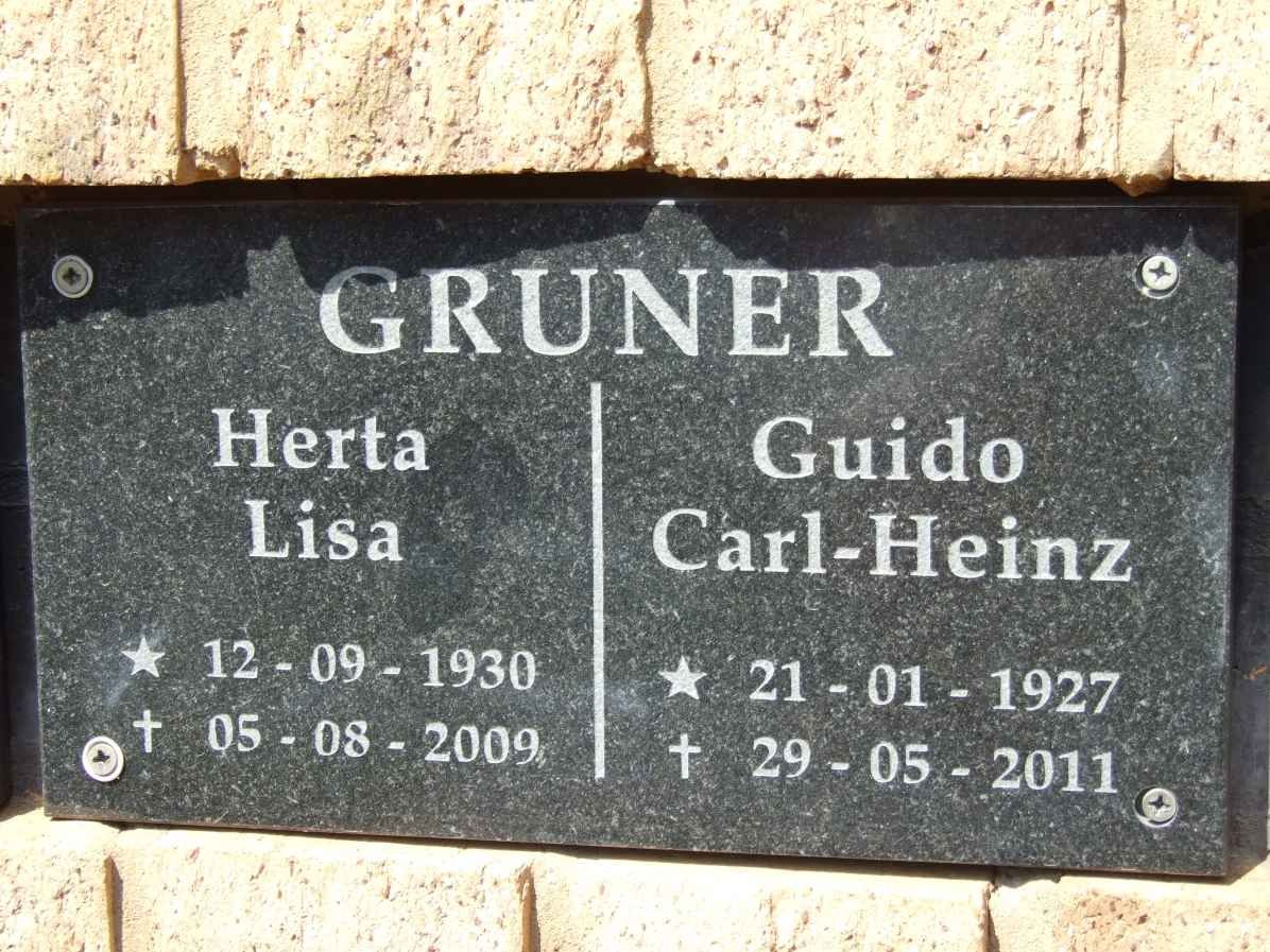 GRUNER Guido Carl-Heinz 1927-2011 &amp; Herta Lisa 1930-2009