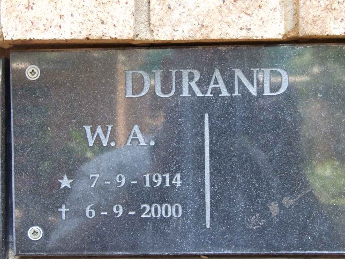 DURAND W.A. 1914-2000