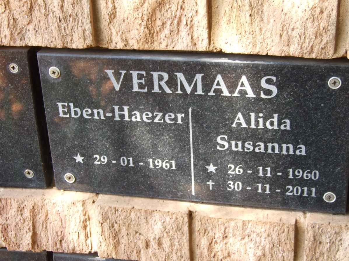 VERMAAS Eben-Haezer 1961- &amp; Alida Susanna 1960-2011