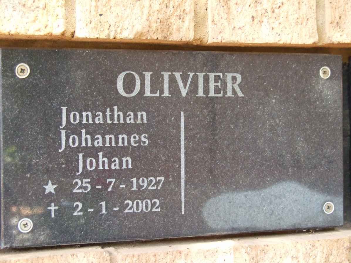 OLIVIER Jonathan Johannes Johan 1927-2002