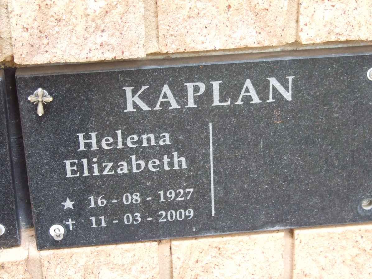 KAPLAN Helena Elizabeth 1927-2009