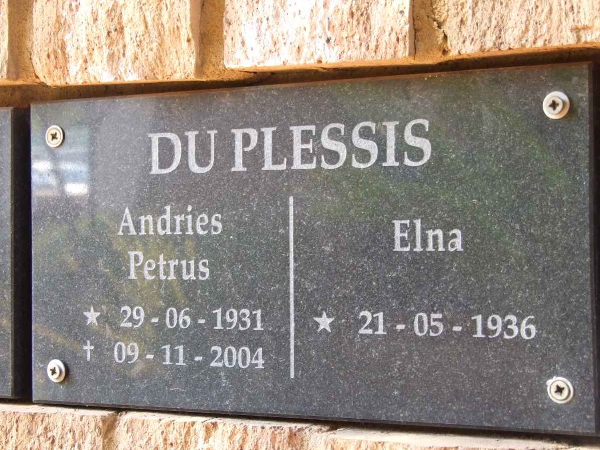 PLESSIS Andries Petrus, du 1931-2004 &amp; Elna 1936-
