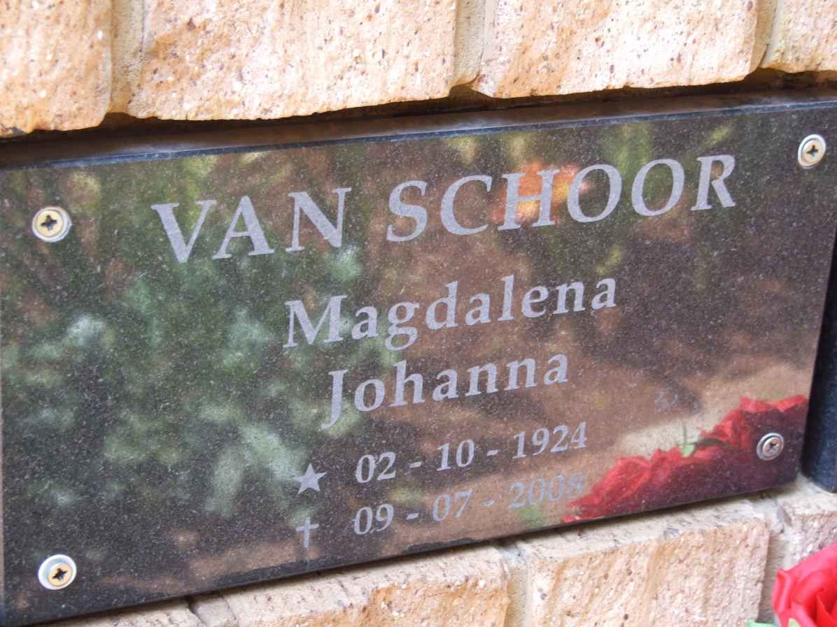 SCHOOR Magdalena Johanna, van 1924-2008