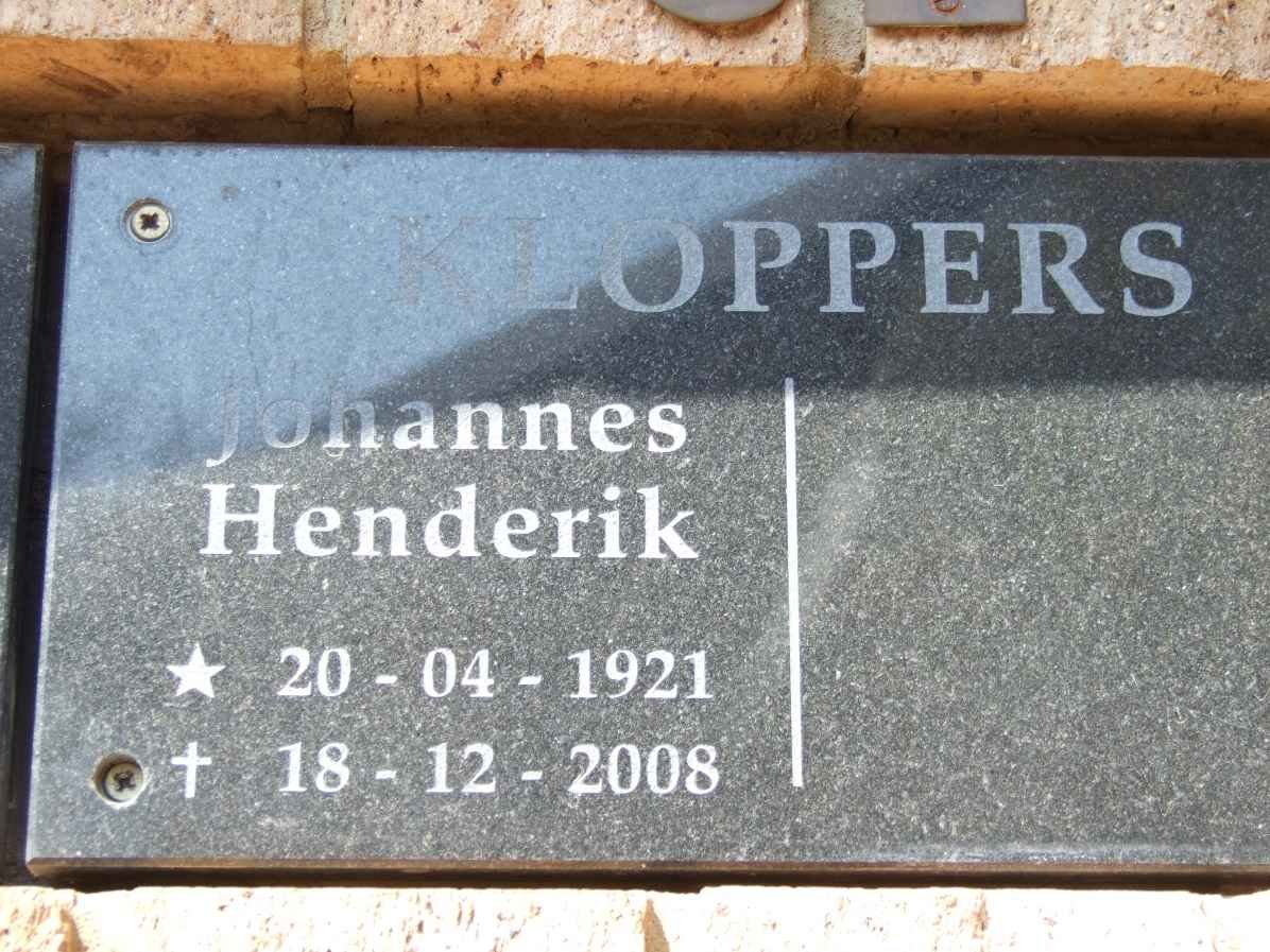KLOPPERS Johannes Henderik 1921-2008