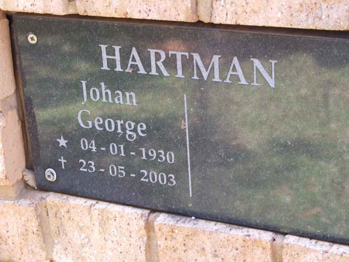 HARTMAN Johan George 1930-2003