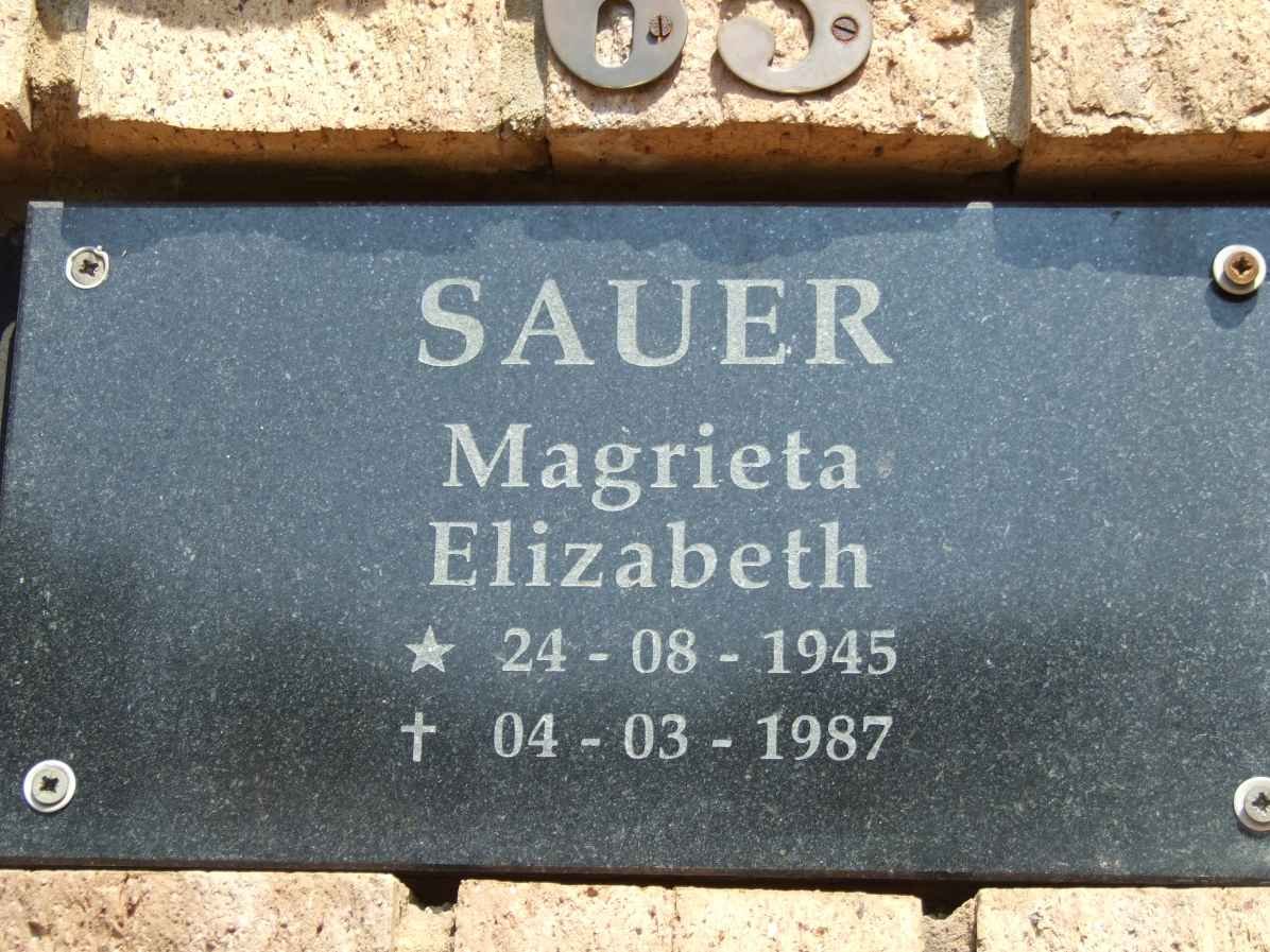 SAUER Magrieta Elizabeth 1945-1987