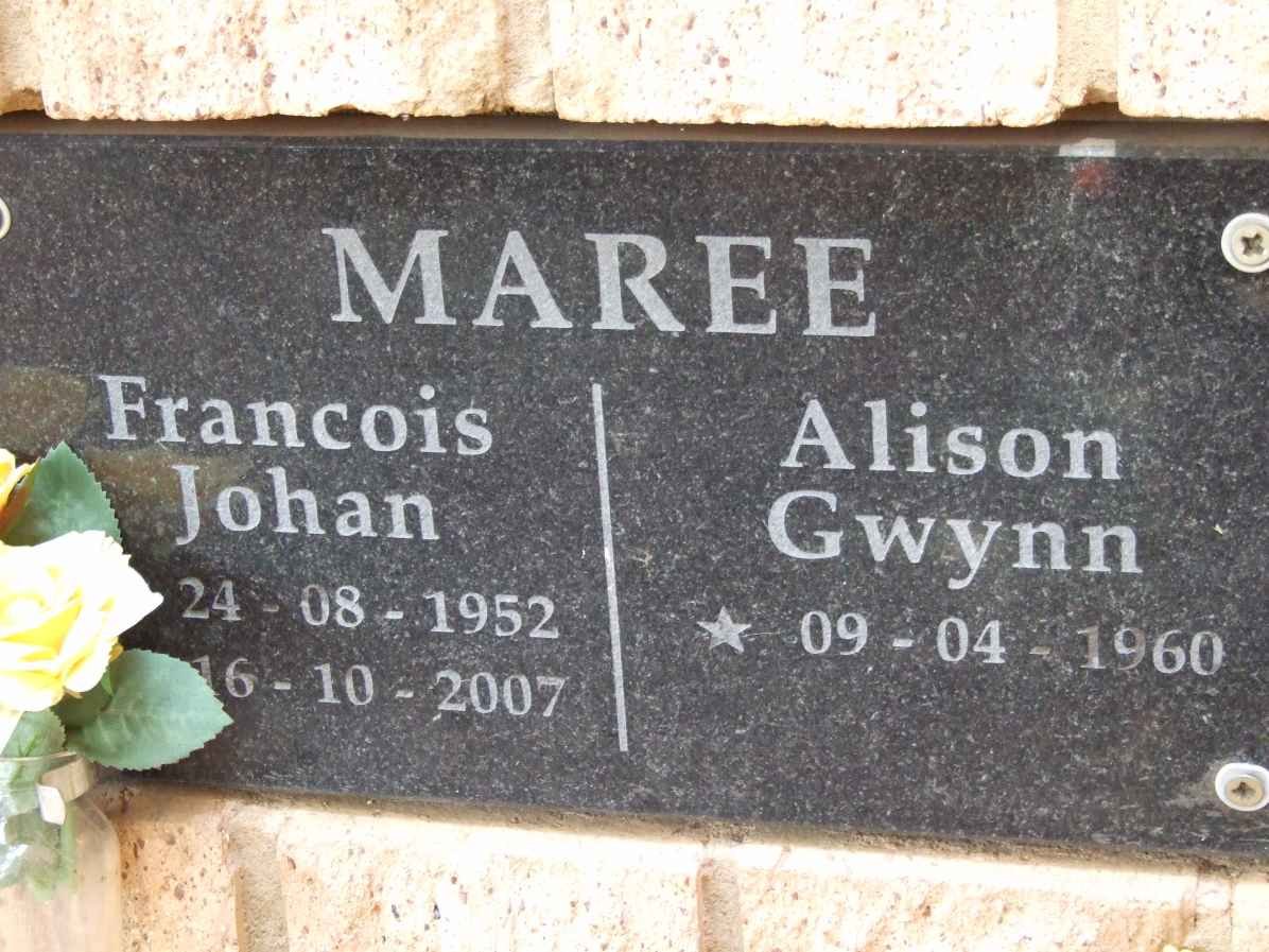 MAREE Francois Johan 1952-2007 &amp; Alison Gwynn 1960-