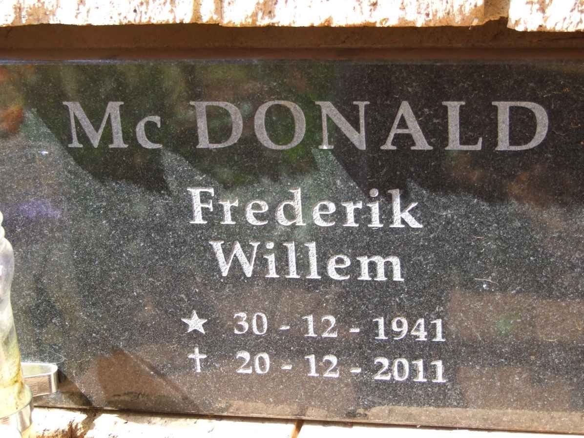 MCDONALD Frederik Willem 1941-2011