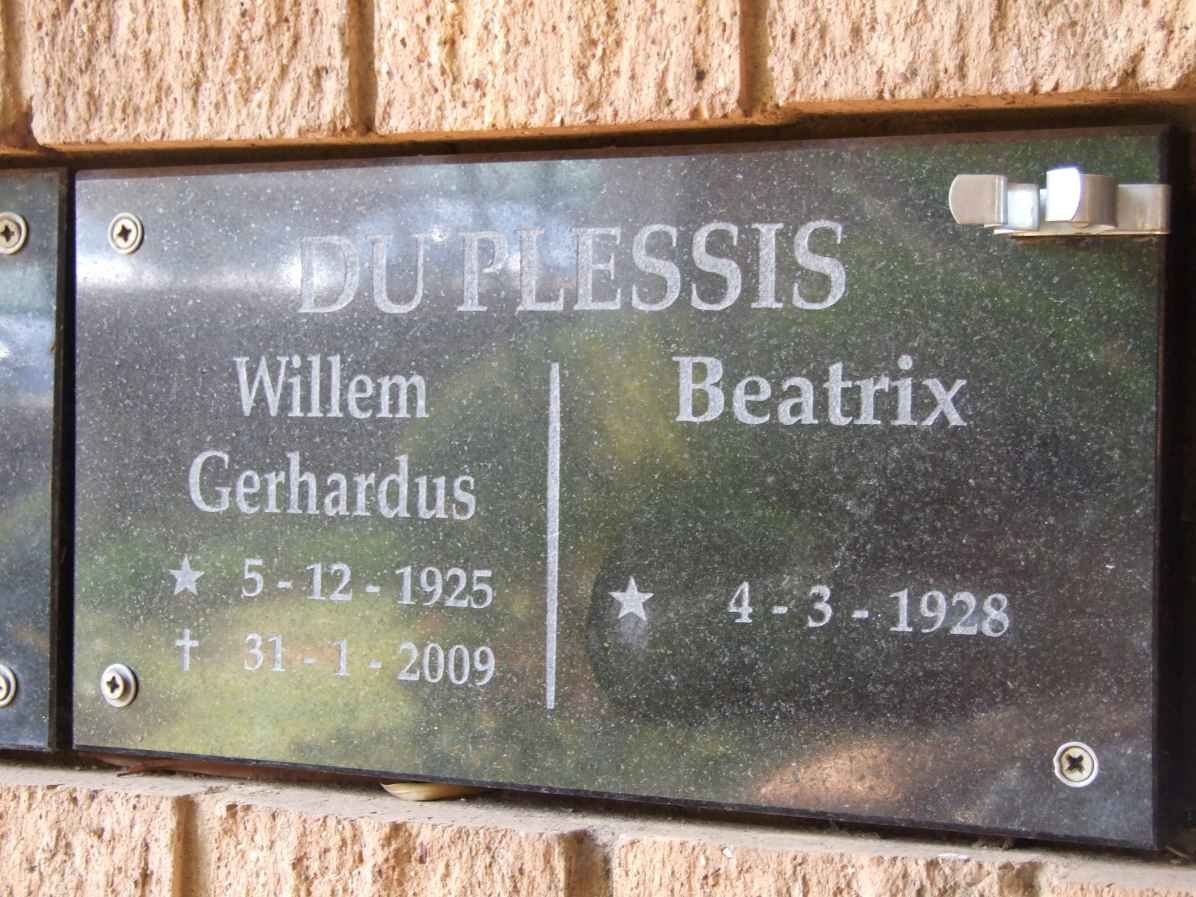 PLESSIS Willem Gerhardus, du 1925-2009 &amp; Beatrix 1928-
