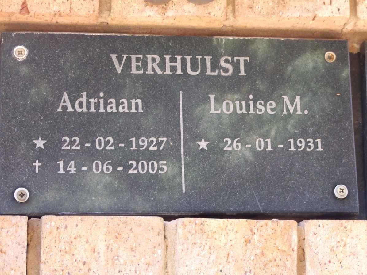 VERHULST Adriaan 1927-2005 &amp; Louise M. 1931-
