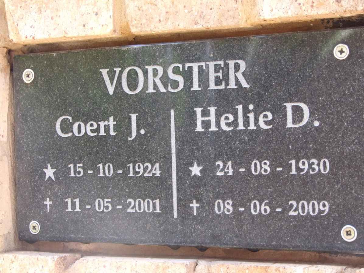 VORSTER Coert J. 1924-2001 &amp; Helie D. 1930-2009