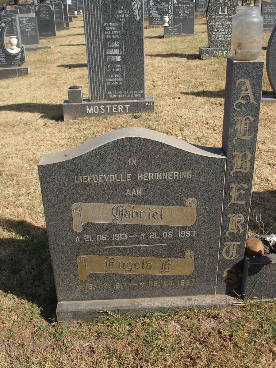 ALBERTS Gabriel 1913-1993 &amp; Engela E. 1917-1997