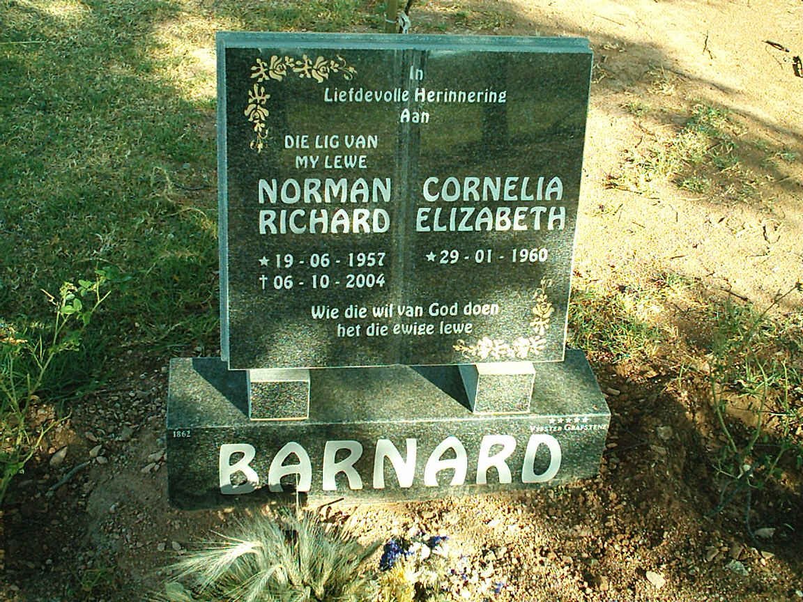 BARNARD Norman Richard 1957-2004 &amp; Cornelia Elizabeth 1960-