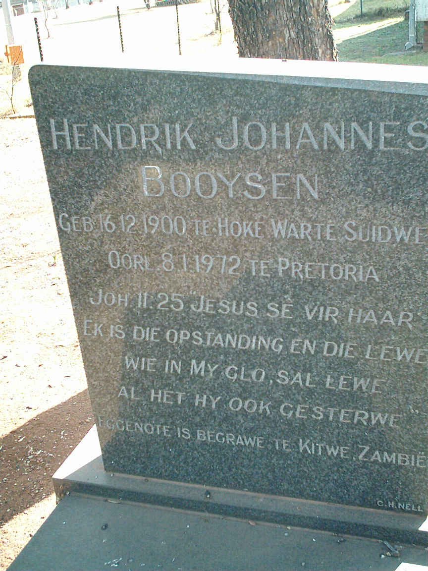 BOOYSEN Hendrik Johannes 1900-1972