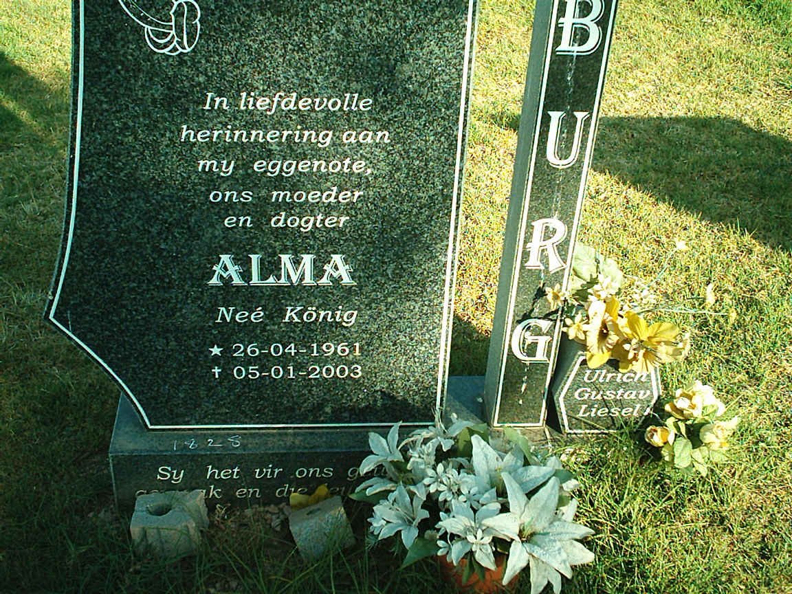BURG Alma nee KONIG 1961-2003