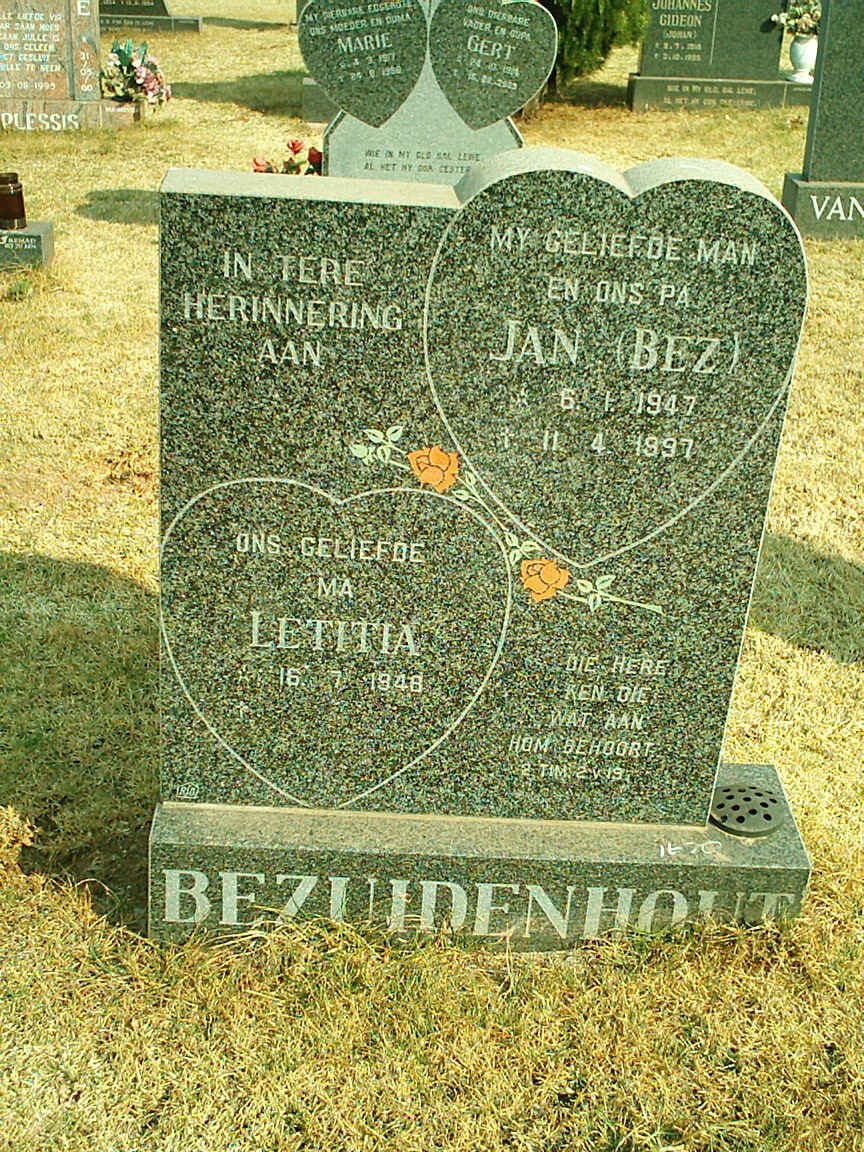 BEZUIDENHOUT Jan 1947-1997 &amp; Letitia 1948-