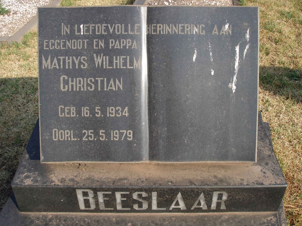 BEESLAAR Mathys Wilhelm Christian 1934-1979