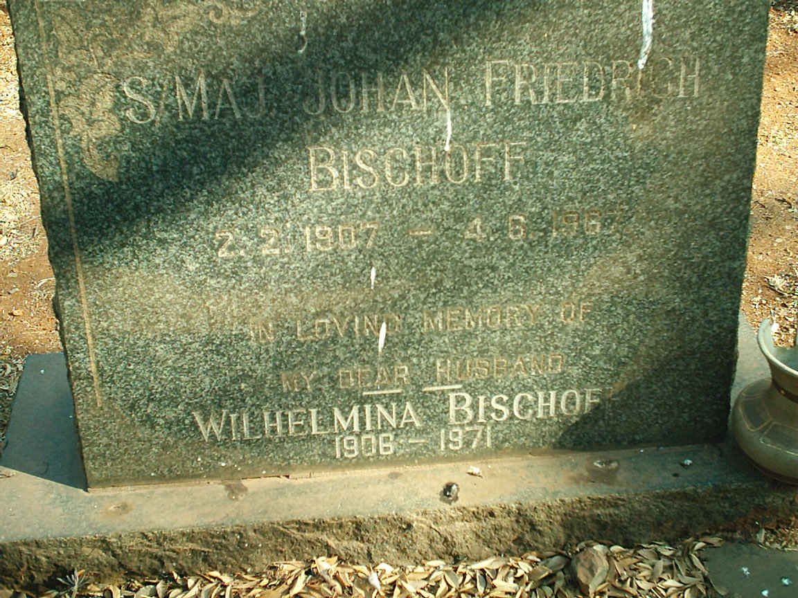 BISCHOFF Johan Friedrich 1907-1967 &amp; Wilhelmina 1906-1971
