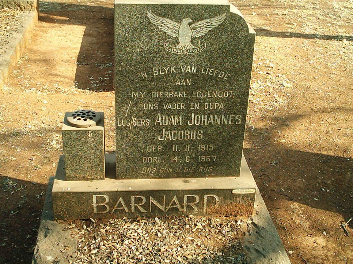 BARNARD Adam Johannes Jacobus 1915-1967