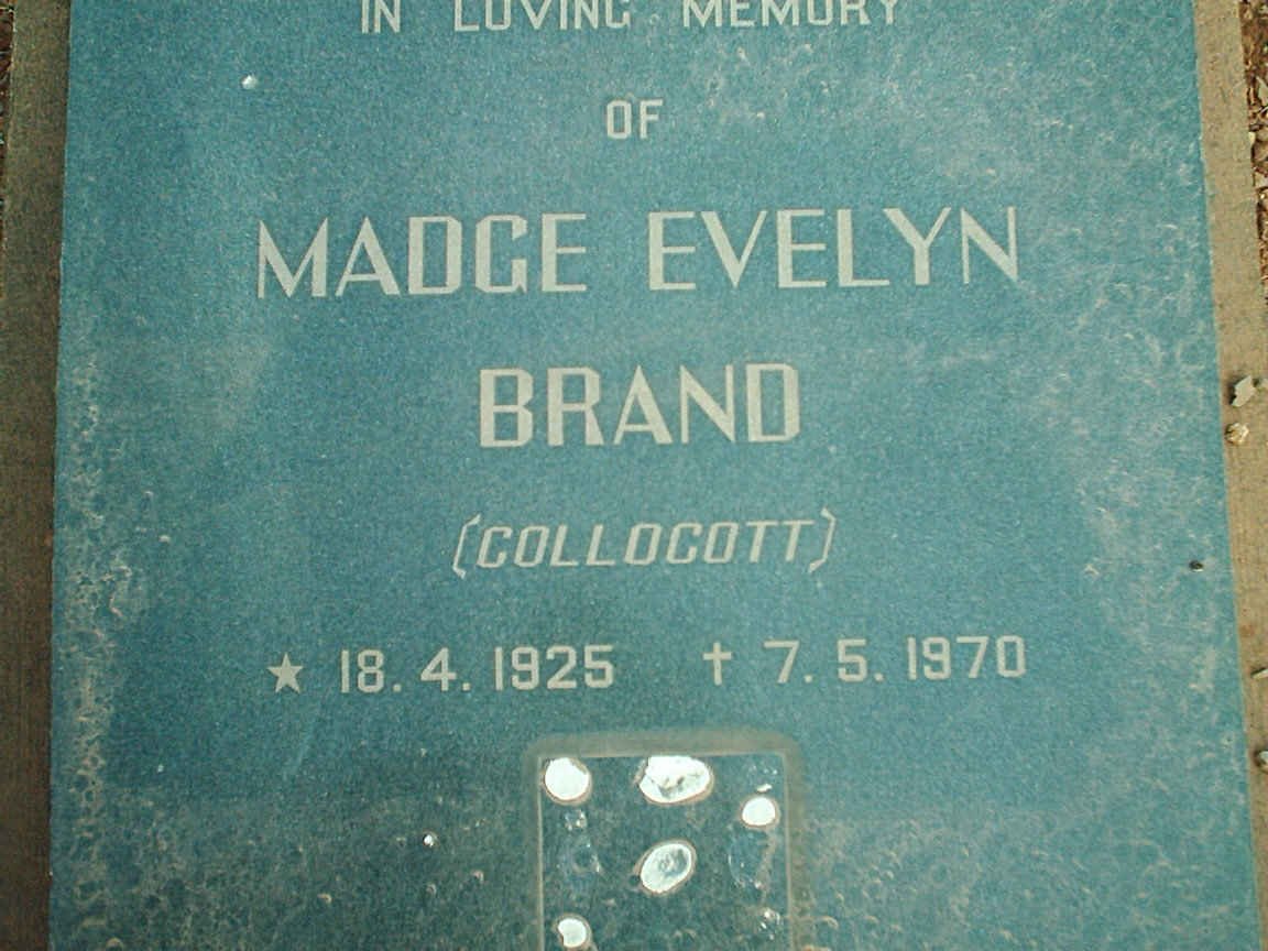 BRAND Madge Evelyn nee COLLOCOTT 1925-1970