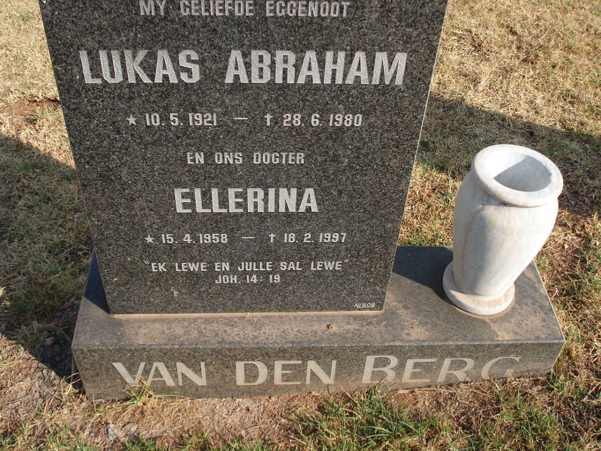 BERG Lukas Abraham, van den 1921-1980 :: BERG Ellerina, van den 1958-1997