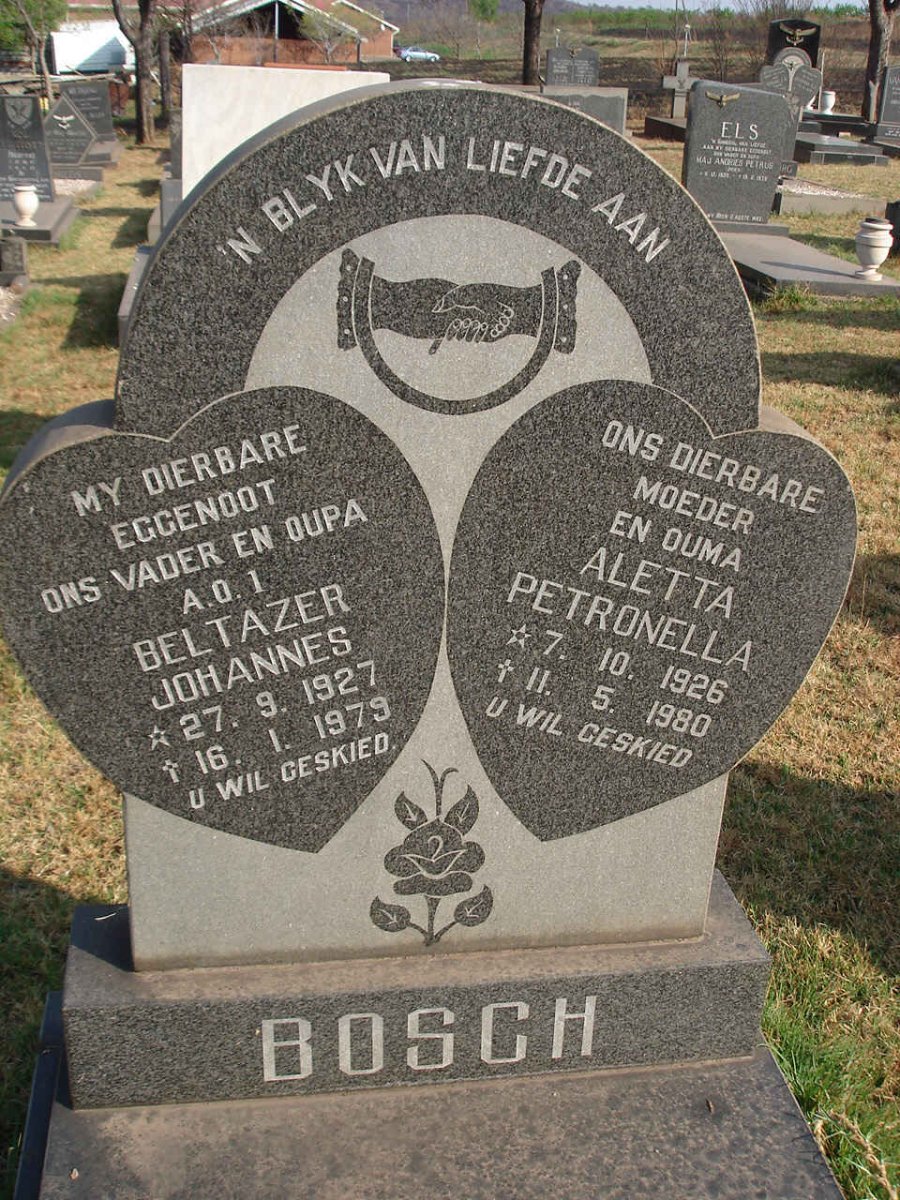 BOSCH Beltazer Johannes 1927-1979 &amp; Aletta Petronella 1926-1980