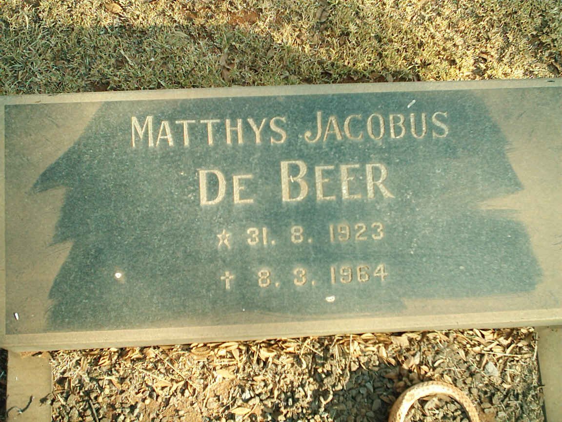 BEER Matthys Jacobus, de 1923-1964