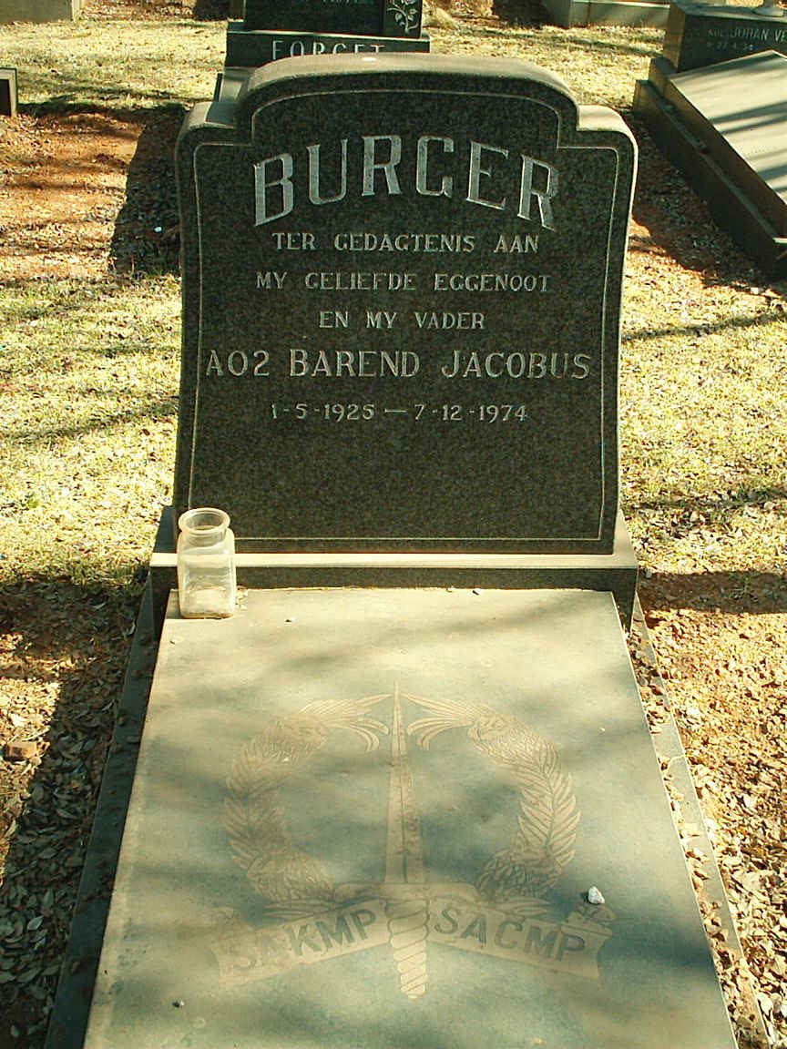BURGER Barend Jacobus 1925-1974