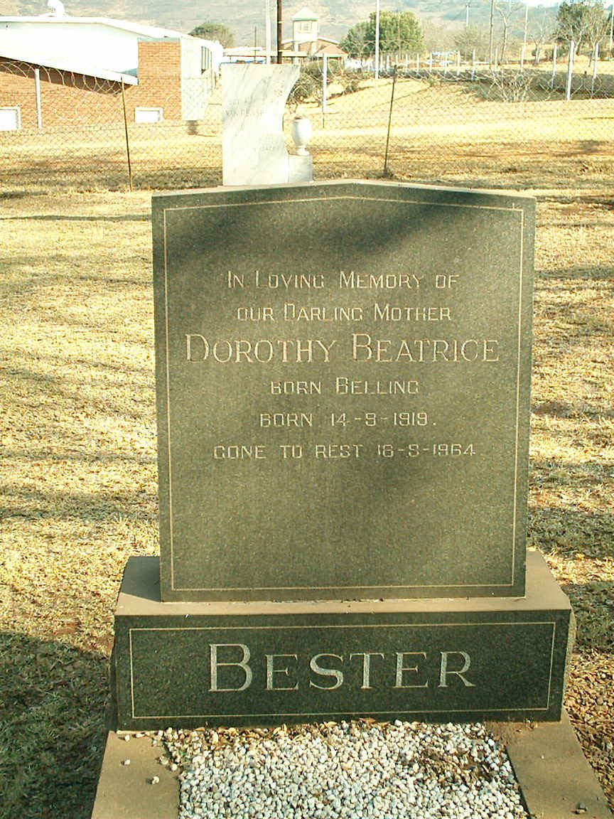 BESTER Dorothy Beatrice nee BELLING 1919-1964