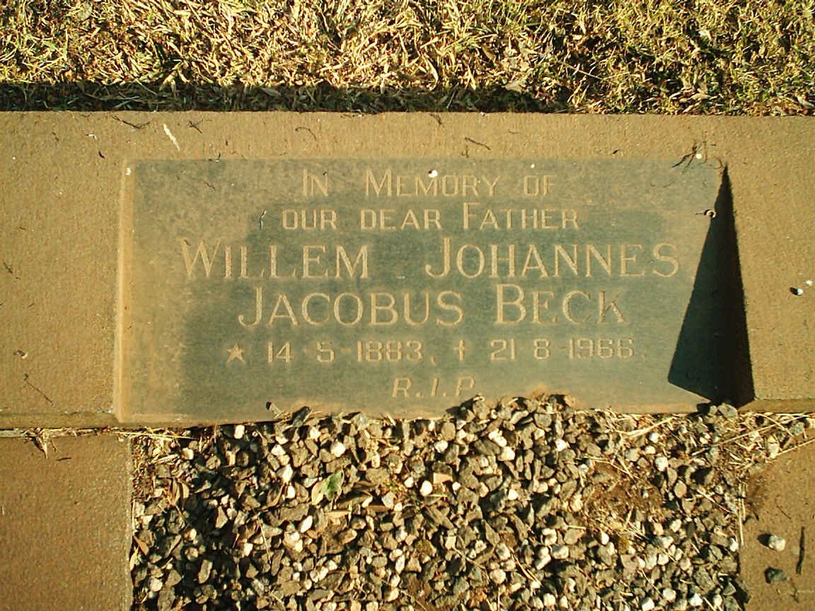 BECK Willem Johannes Jacobus 1883-1966