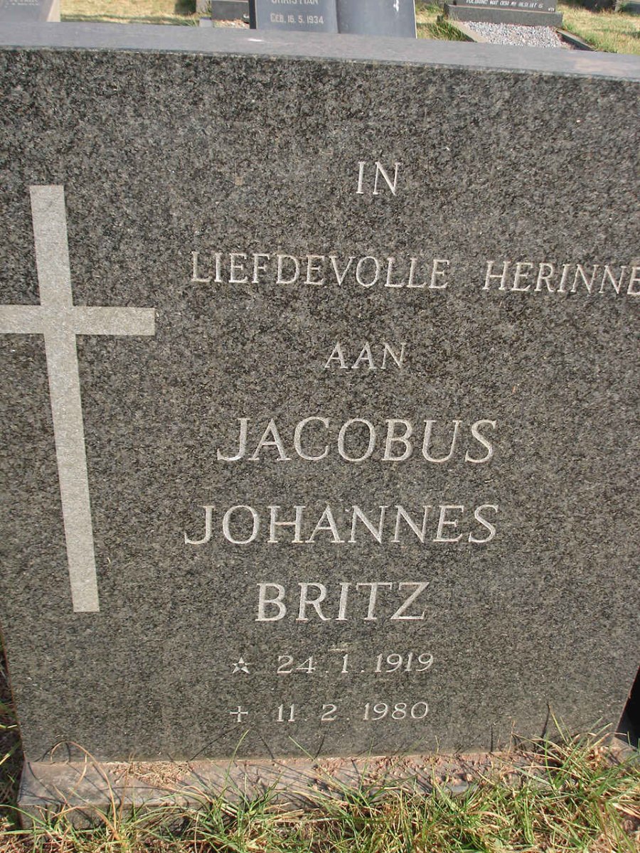 BRITZ Jacobus Johannes 1919-1980