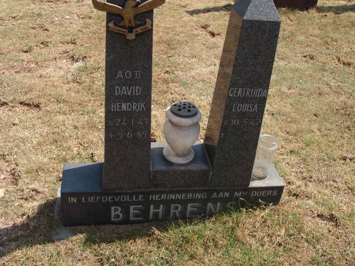 BEHRENS David Hendrik 1943-1985 &amp; Gertruida Louisa 1942-