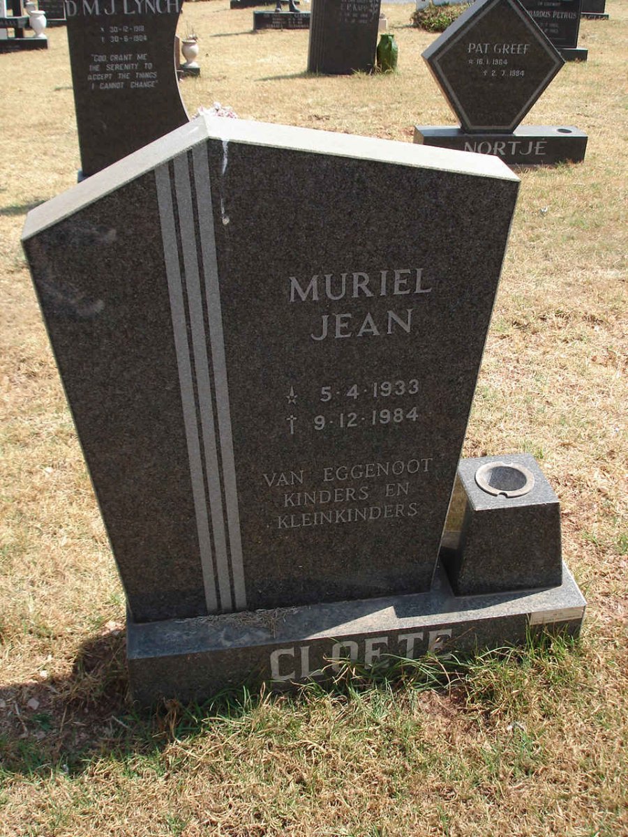 CLOETE Muriel Jean 1933-1984