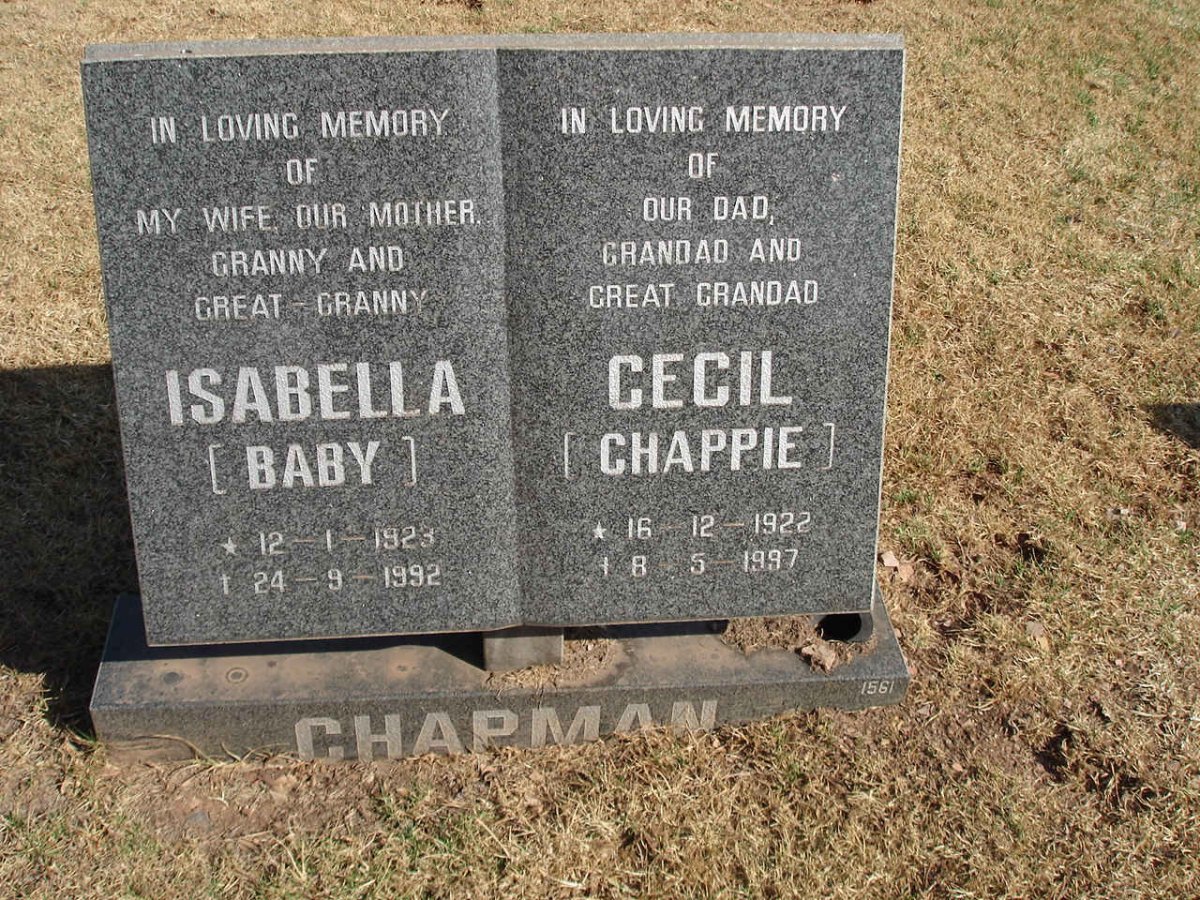 CHAPMAN Cecil 1922-1997 &amp; Isabella 1923-1992