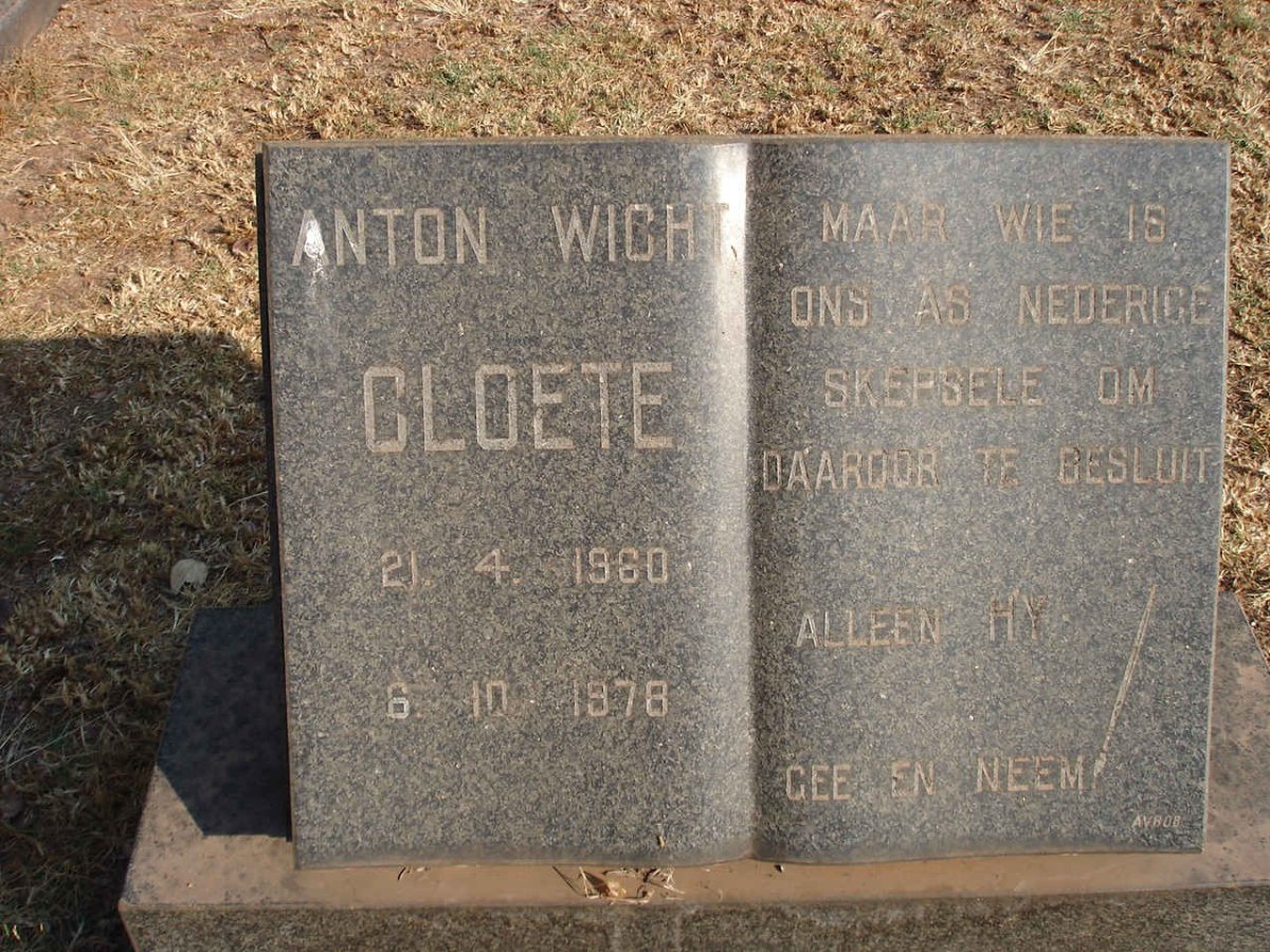 CLOETE Anton Wicht 1960-1978