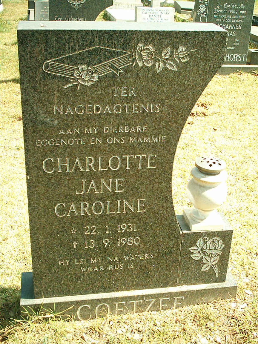 COETZEE Charlotte Jane Caroline 1931-1980