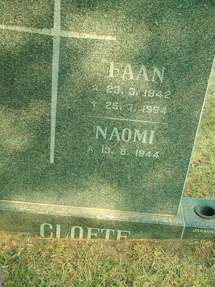 CLOETE Faan 1942-1994 &amp; Naomi 1944-