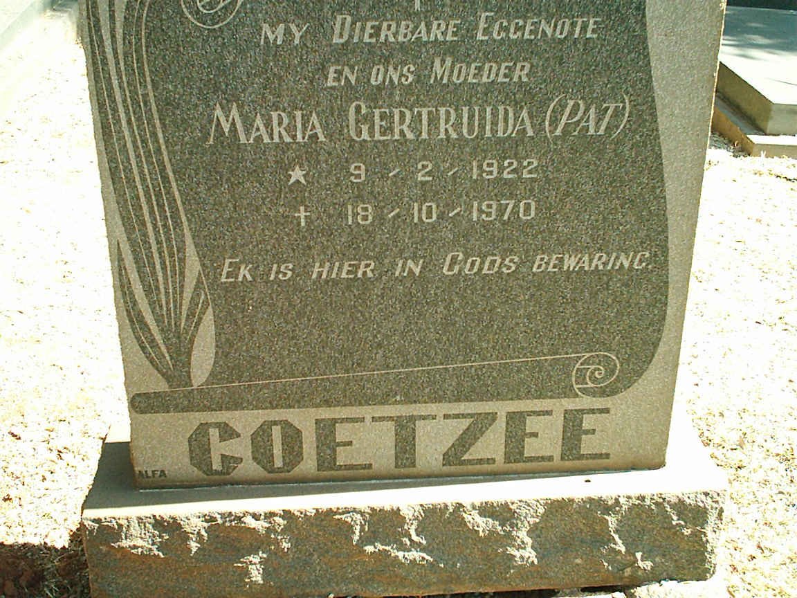 COETZEE Maria Gertruida 1922-1970