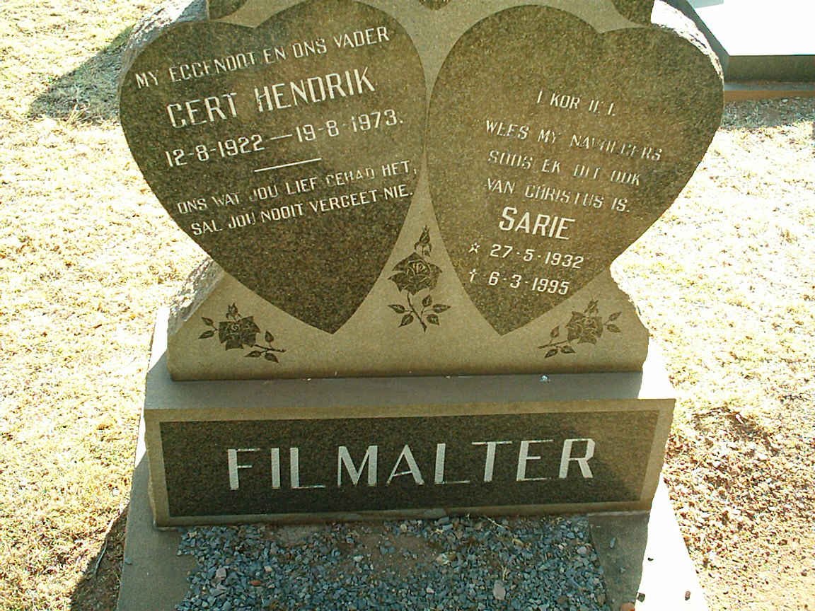 FILMALTER Gert Hendrik 1922-1973 &amp; Sarie 1932-1995