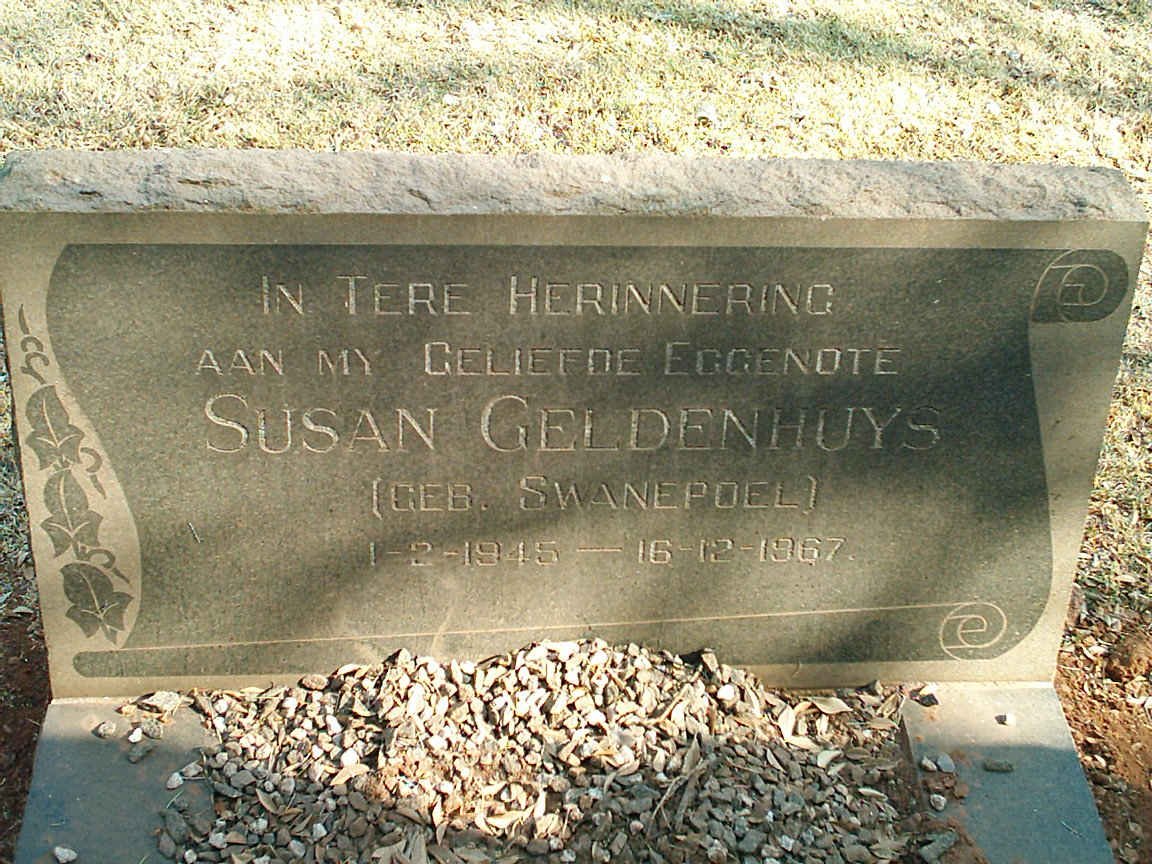GELDENHUYS Susan nee SWANEPOEL 1945-1967