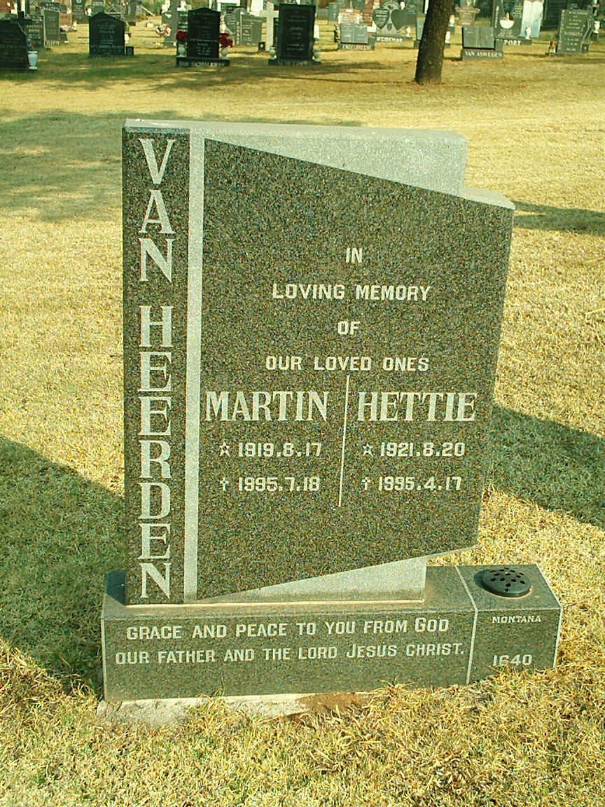HEERDEN Martin, van 1919-1995 &amp; Hettie 1921-1995