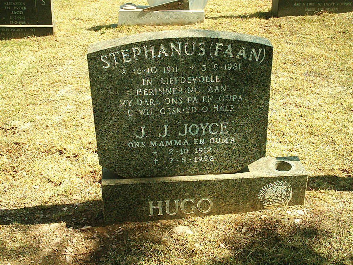 HUGO Stephanus 1911-1981 &amp; J.J. Joyce 1912-1992