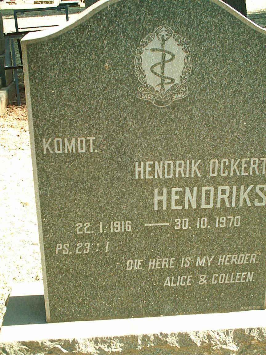 HENDRIKS Hendrik Ockert 1916-1970