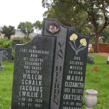 HEERDEN Willem Schalk Jacobus, van 1926-1997 &amp; Maria Elizabeth DU TOIT 1930-2009