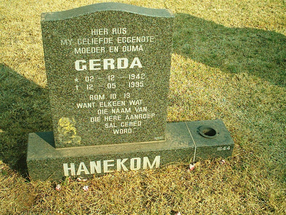 HANEKOM Gerda 1942-1995
