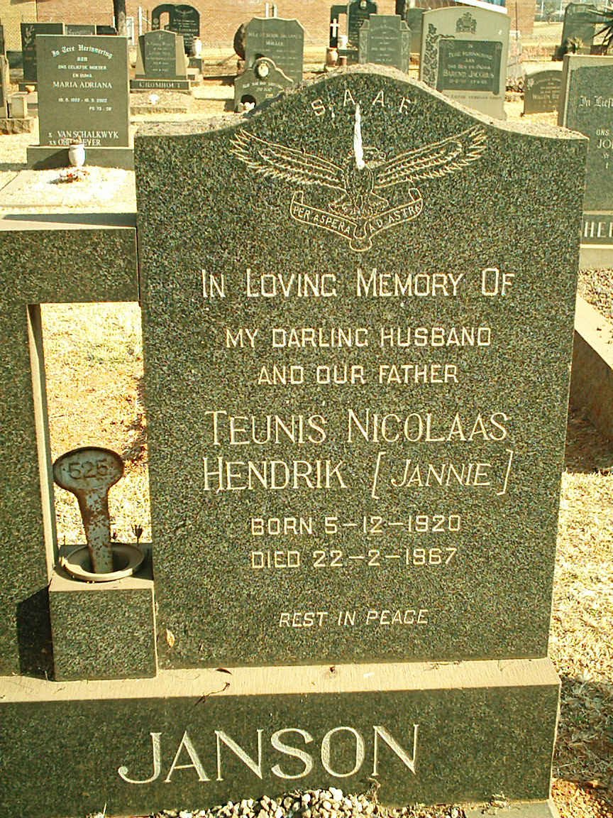 JANSON Theunis Nicolaas Hendrik 1920-1967